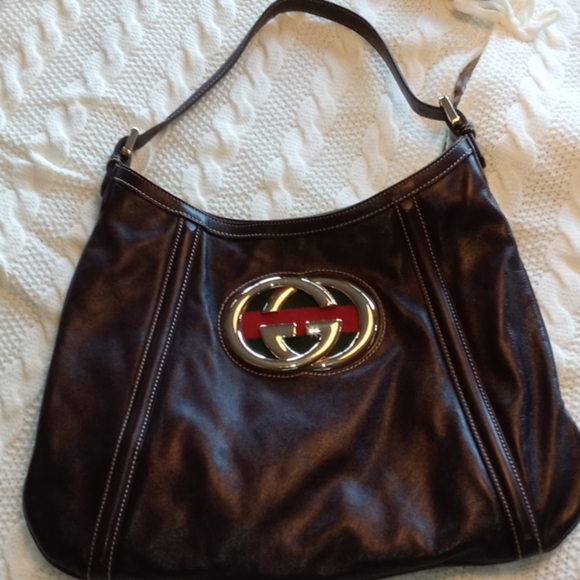 Gucci Handbags - Authentic GUCCI Leather Britt Hobo/Tote Dark Brown